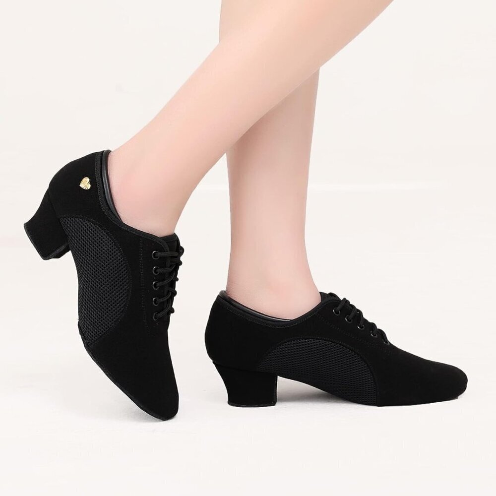 Women's Latin Dance Shoes Suede Leather Practice Salsa Ballroom Kizomba